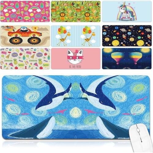 Large Cute Cartoon Pattern Mousepad Gamer Kawaii Gaming Mouse Pad Leather Otaku Fashion Laptop Notebook Desk Mat