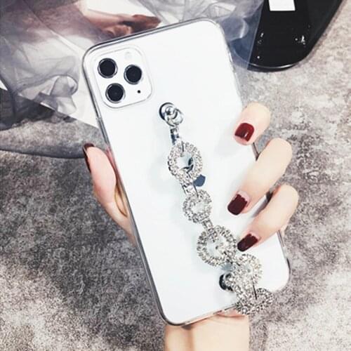 Bling Rhinestone Diamond Bracelet Chain Case For XiaoMi Redmi Note 10 5G Note 9 10 Pro Max Note 9S 10S Note 8 8T 7 6 Note 5 Pro
