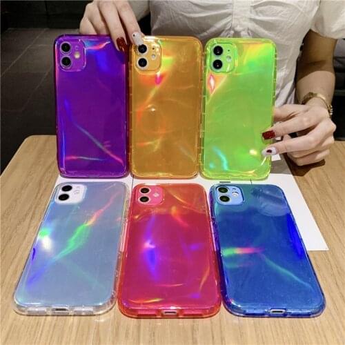 Bling Fluorescent Solid Color Cases For iPhone 11 Pro Max XR X XS Max 7 8 Plus SE 2020 Case Soft Glitter Clear Phone Back Cover