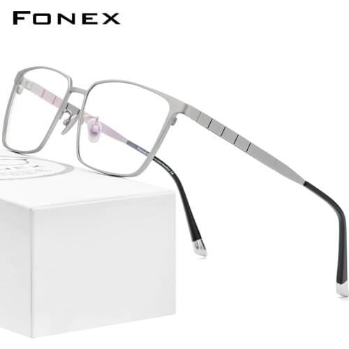 FONEX Pure Titanium Glasses Frame Men 2021 New Male Classic Optical Prescription Eyeglasses Frame Full Rim Square Eyewear F85658