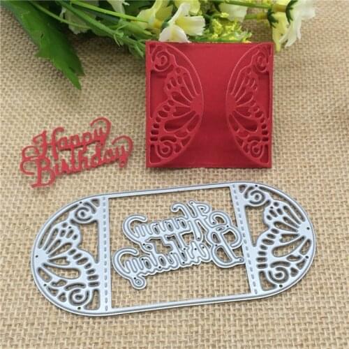 Butterfly card frame happy birthday Metal Cutting Dies Stencil Scrapbooking Photo Album Card Paper Embossing Craft DIY