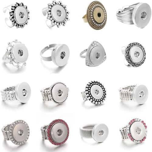 Fashion Snap Ring Jewelry DIY 18mm Adustable Snaps Button Ring For Women Fitting Jewelry ZH021