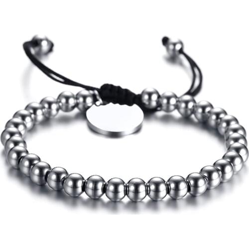 Fashion Men Bracelet Stainless Steel Bead Bracelet For Men Jewelry Stainless steel tag beads braided bracelet Gift Classic
