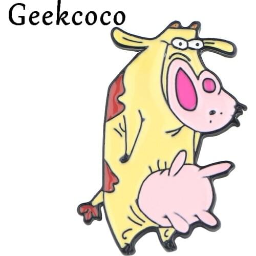 Cartoon milk cow kawaii shirt Hard Enamel Brooches metal Pins para For child shoes clothes Backpack diy craft decoration J0872