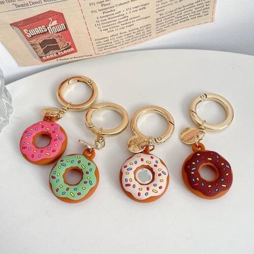 Cartoon Donuts Kawaii Soft Silicone Case For AirTag Keychain Keyring Cookies Case for AirTag Lovely Protective Cover