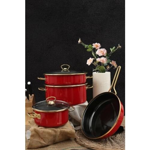 Enamel 7 Piece Red Cookware Set (countries tax applicable)