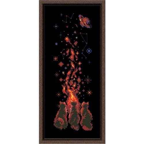 Night magic cross stitch kits cat pattern aida fabric 18ct 14ct 11ct black canvas cotton thread embroidery kits DIY craft set