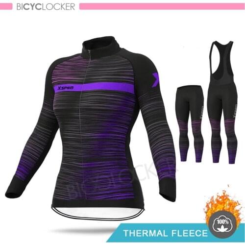 New Women Cycling Clothing Winter Jersey Sets Long Sleeve Thermal Fleece Female Bike Uniform Hembra Ropa Ciclismo Invierno 2021