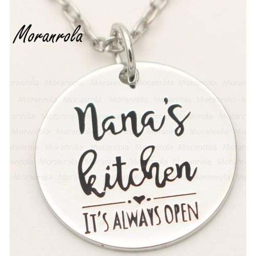 New arried "nanas Kitchen Its Always Open" Copper nana necklace &Keychain, mothers day Jewelry Gift for grandma Kitchen svg