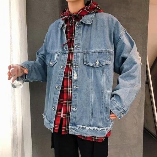 Autumn winter 2020 teenager fashion brand handsome loose denim jacket Hong Kong style street casual jacket Korean mens clothing