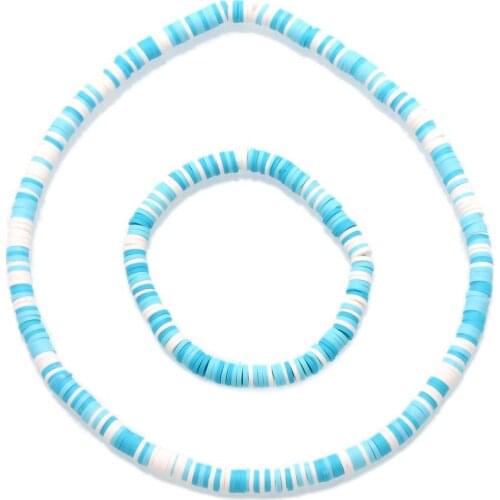 6mm Polymer Clay Heishi Beads Stretch Choker Necklace&Bracelet Set 2020 New Fashion Colorful Beach Vacation Surfer Jewelry Gift