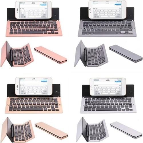 Portable Mini Wireless Bluetooth Folding Keyboard Aluminum Alloy Foldable Rechargeable Travel Office Home Keypad