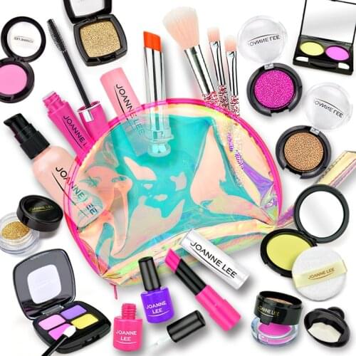 Girl Pretend Play Make Up Toy Simulation Cosmetics Pink Makeup Set Princess Beauty Plastic Play House Toy Lipstick Eyeshadow