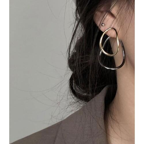 Women Jewelry Gold Silver 925 Earring Oval Female Advanced Light Luxury Geometry Ear Studs Accessories Fashion Women Earrings