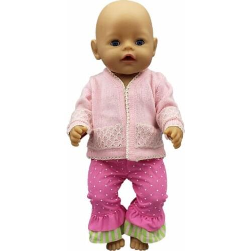 Pink Sweater Suit Doll Clothes Fit 17 inch 43cm Doll Clothes Born Baby Suit For Baby Birthday Festival Gift