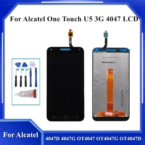 High Qaulity For Alcatel One Touch U5 3G 4047 4047D 4047G OT4047 OT4047G OT4047D LCD Display Touch Screen Digitizer Assembly