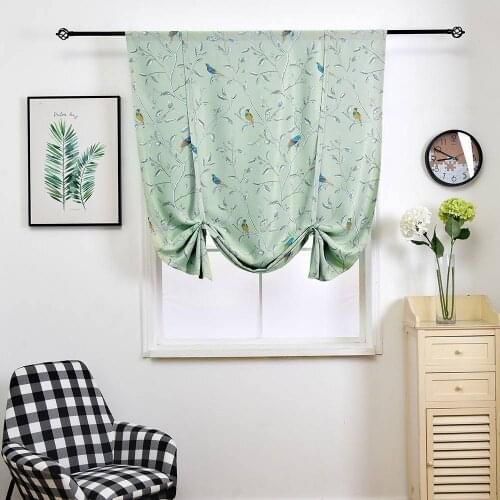 Rod Pocket Blackout Curtains for Kitchen Window Deocr Bird Print Short Panels Polyester 1 Piece Bedroom Living Room Car Drapes
