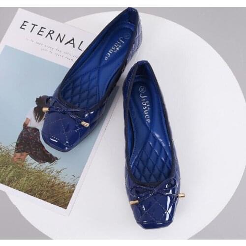 Casual Royal Blue Shoes for Women Plus Size 41 Soft Slip On Women Flats Shoes Butterfly Knot Loafers For Dancing