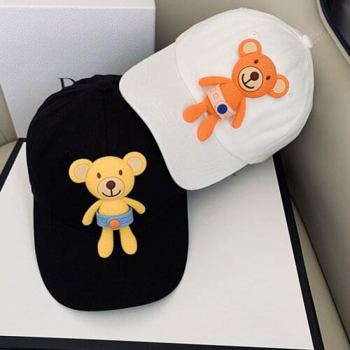 Womens Spring And Summer Baseball Cap Cute Little Bear Doll Womens Baseball Cap Cotton Versatile Womens Hat Fashion Sun Hat