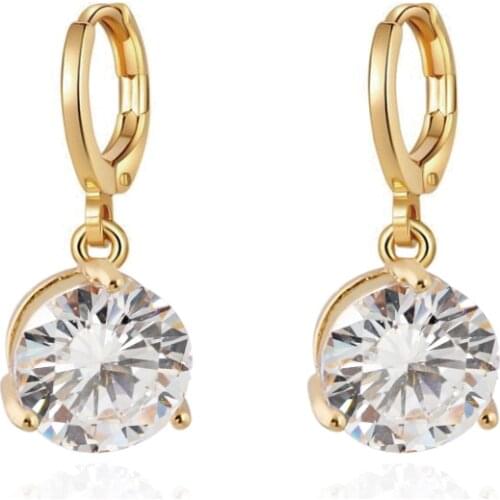 MxGxFam 5 Colors Roung Zircon Drop Earrings For Women Gold color 18 K AAA+ CZ Europe Fashion Style