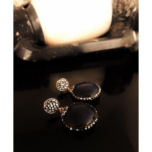 Dr Stone Natural Stone Women Lapis Lazuli Stone Rose Gold Plated Earrings 373144958