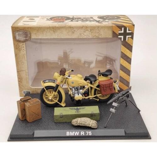 1:24 B~W R75 Motorcycle World War II 1939-1945 Diecast Model Collection Toys Gift Yellow