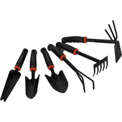 1Pcs Garden Tools Black Plastic Handle Spray Plastic Two-end Hoe Dual-use Hoe Five-tooth Rake Shovel Outdoor Hoe Flower Shovel