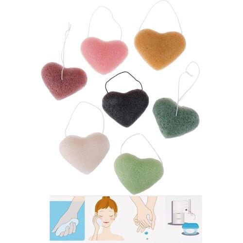 1Pc Heart-shaped Exfoliator Cleanse Konjac Sponge Natural Konjac Puff Face Wash Cleaning Sponge Makeup