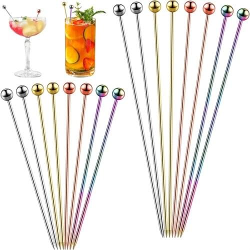 10 Pcs 304 Stainless Steel Food Picks Reusable Cocktail Sticks Reusable Drink Picks Martini Picks Toothpicks Fruit Picks