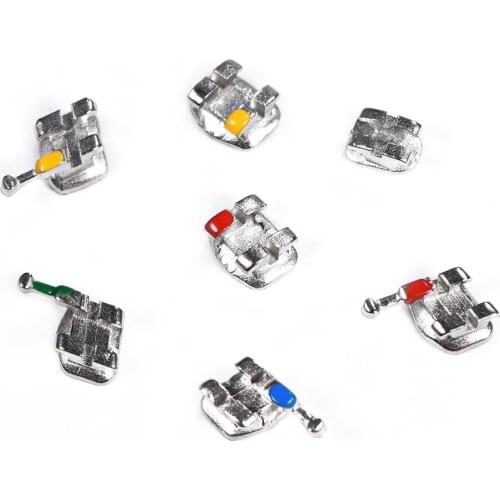 10 Packs Colorful Mini Metal Dental Teeth Orthodontics Brackets Braces Tooth Tool Roth 022 Hooks 3-4-5 Stable Bonding Durable