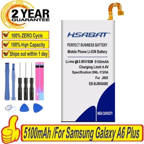 100% Original HSABAT 4100mAh EB-BJ805ABE Battery For Samsung Galaxy A6 Plus A6+ SM-A605F A605G A6050 A605K A605FN A605GN