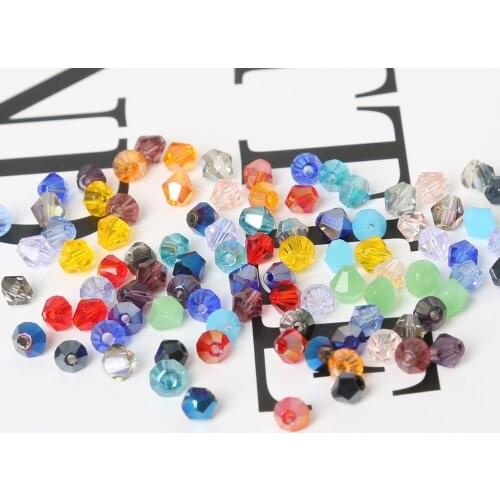 100Pcs/lot New Arrival 4mm Czech Loose Rondelle Crystal Glass Pointed Beads For DIY Jewelry Crafts Sewing Clothing Accessories