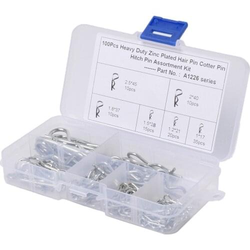 100x R Pin Mechanical Hitch Hair Tractor Clip Assortment Kit Case Set Cotter