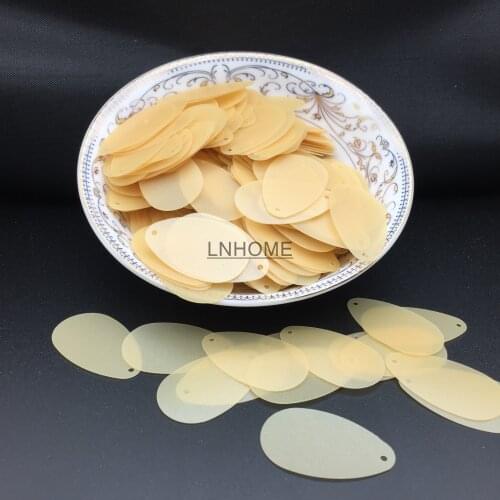 200pcs/lot 18*30mm Large Oval Egg Drops Sequins PVC Flat With Side Hole Belly Dance Costume Accessories Matte Champagne