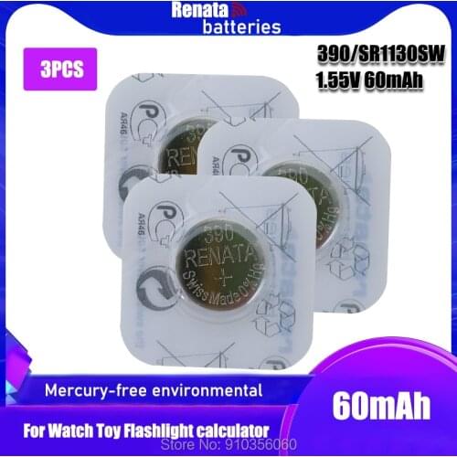 3PCS RETAIL Brand New Renata LONG LASTING 390 SR1130SW 389 LR54 AG10 Watch Battery Button Coin Cell Swiss Made 100% Original