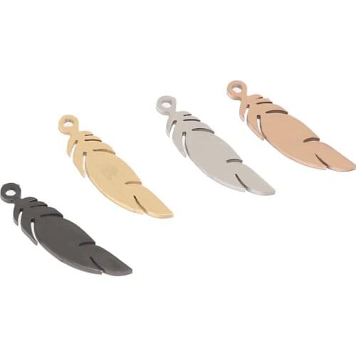 5pcs/lot Stainless Steel Gold Leaves Connectors 6*25mm Charms Pendants For DIY Bracelet Necklace Anklet Jewelry Making Findings