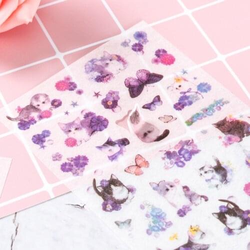 6 Sheets /Pack Cat Flower Diamond PVC DIY Decorative Stickers Diary Notebook Phone Bottle Car Decoration