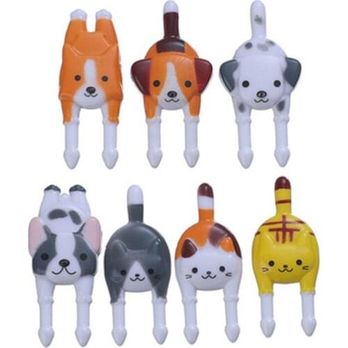 7Pcs/Lot Cute Mini Animal Cartoon Food Picks Children Snack Cake Dessert Food Fruit Forks Lunch Bento Accessories Party Decor