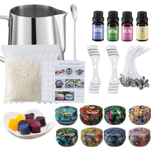 75PCS DIY Candle Set Homemade Scented Candle With Rose Lemon Lavender Vanilla Flavoring Essential Oil Soy Wax Wick Dye Jar Spoon