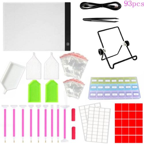 DIY Diamond Painting Tools accessories Kits Embroidery Pen Tweezers, plate Glue, Storage Box, Led light pad table
