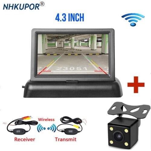 Car Rear View Camera Reversing Parking System Kit 4.3" Inch LCD Rearview Monitor Night Vision Wireless Transceiver Backup Camera