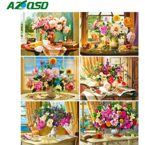 AZQSD Diamond Embroidery Rose Daisy Mosaic Rhinestones 5D Diamond Painting Flower Mosaic Cross Stitch Handmade Decoration Home