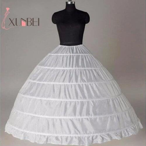 White 6 Hoops Petticoats for Wedding Dress Crinoline Underskirt Cheap Price Wedding Accessories For Brial Ball Gown
