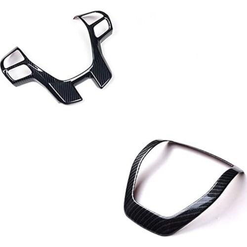 Carbon Fiber Steering Wheel Cover Trim Frame Decorator Sticker for Ford Ranger Everest Endeavour 2015+ Car Accessories