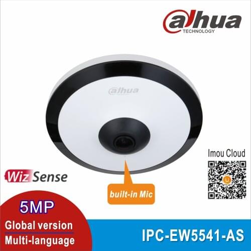 Dahua IPC-EW5541-AS Panorama 180° built-in MIC & SD card slot & Audio Alarm Interface POE 5MP WizMind IR 10M Fisheye Camera