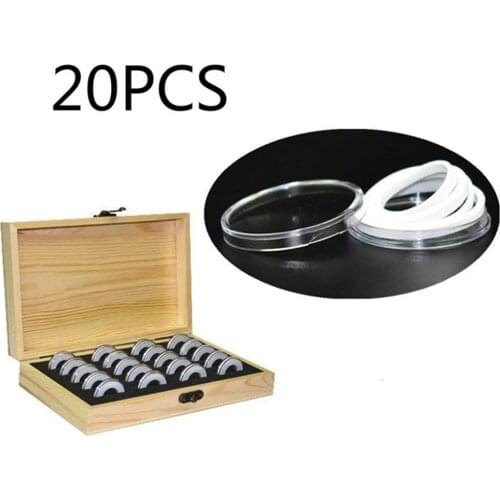 Wooden Coins Storage Box Pine Wood Coin Holder for Collectible Commemorative Coin with 20/30/50/100pcs Capsules Accommodate