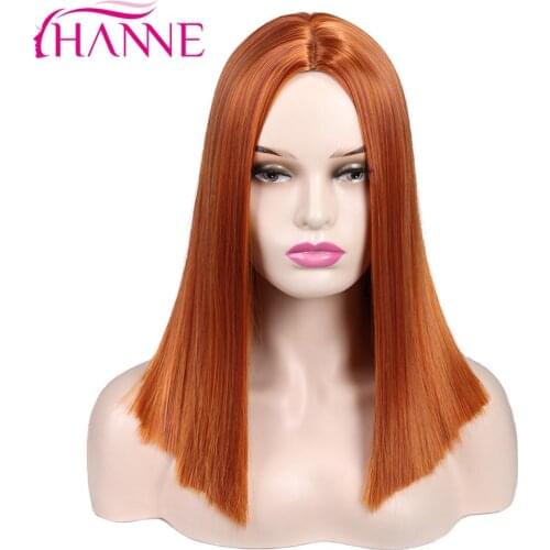 HANNE Orange/Yellow/Pink/Grey Straight Shoulder Length Synthetic Wigs Heat Resistant Hair For White Women Cosplay Or Party