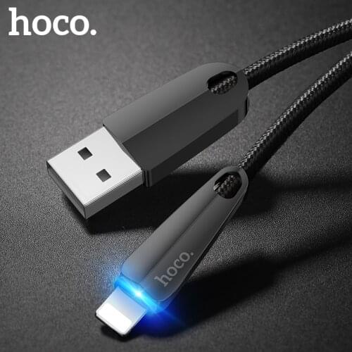 HOCO usb cable for iphone cable X 11 Pro Max 8 7 6 ipad mini smart power off LED fast charging cables phone charger data adapter