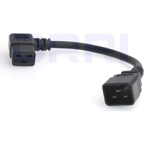 Eonvic IEC 320 C20 to C19 Right angle short adapter cable C19 right angle to C20 L=25CM