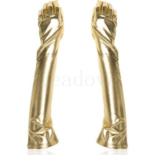 Leather Elbow Long Gloves for Women Sexy Accessory Latex Wet Look Sex Mittens Fetish Bondage Gauntlet PG0072